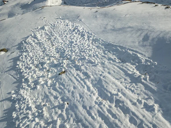 Aerial View Snow Avalanche Mountain Slope — 스톡 사진