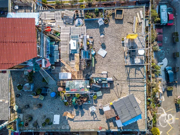 Flygfoto Över Taket Trädgård Urban Bostadsområde — Stockfoto