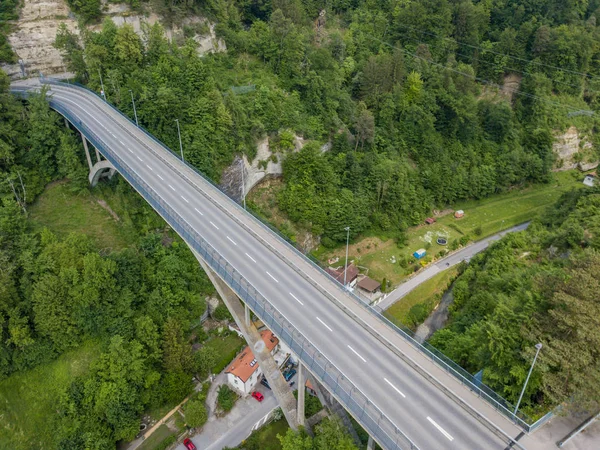 Vue Aérienne Pont Routier Dessus Vallée Gotteron Suisse — Photo