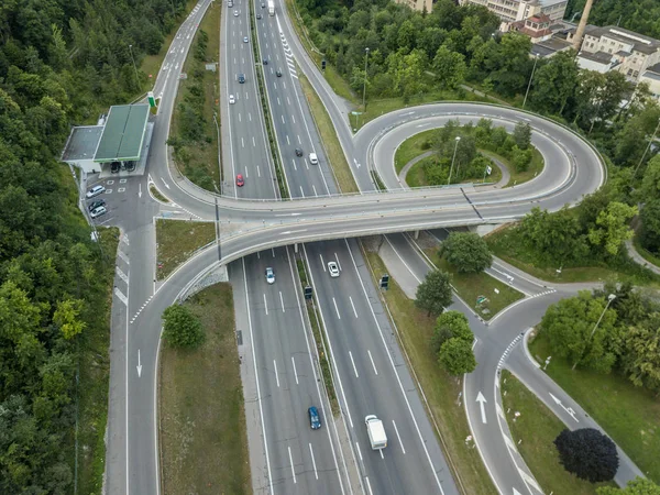 Aerial View Circle Road Connecting Highway — Stock Photo, Image