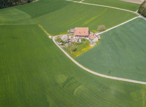 Vue Aérienne Ferme Dans Une Région Éloignée Dans Paysage Rural — Photo