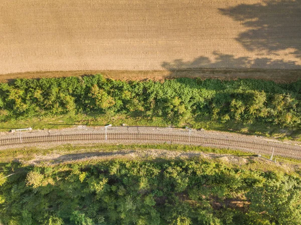 Vire Udara Jalur Kereta Api Kosong Swiss Eropa — Stok Foto