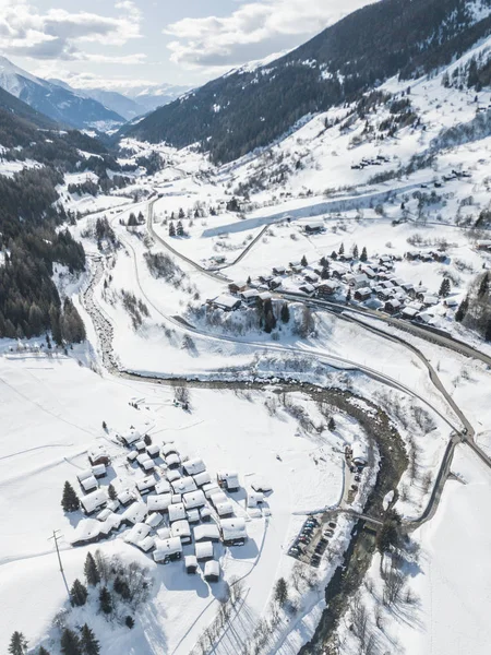 Flygfoto Snötäckta Granar — Stockfoto