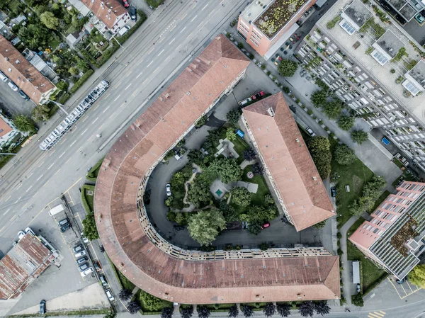 Veduta Aerea Edifici Urbani Con Appartamenti Piccola Città — Foto Stock