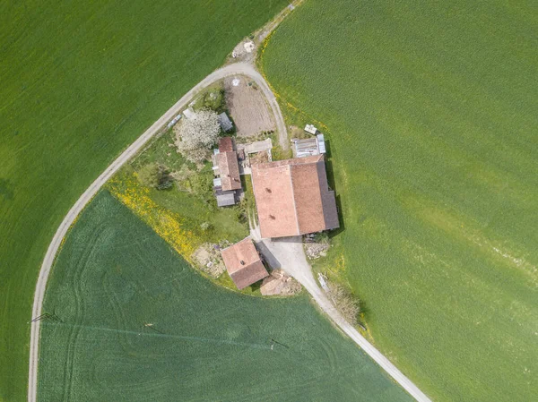 Вид Воздуха Фермерский Дом Удаленном Районе Сельской Местности — стоковое фото