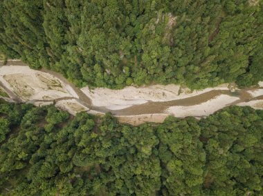 Fribourg, İsviçre 'deki Vahşi His nehrinin havadan görünüşü
