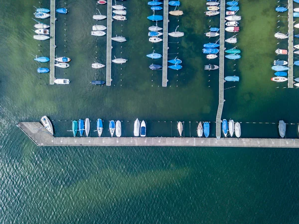 Légi Kilátás Jacht Kikötő Svájcban — Stock Fotó