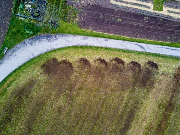 Luftaufnahme Der Strasse Durch Ländliche Landschaft Der Schweiz — Stockfoto