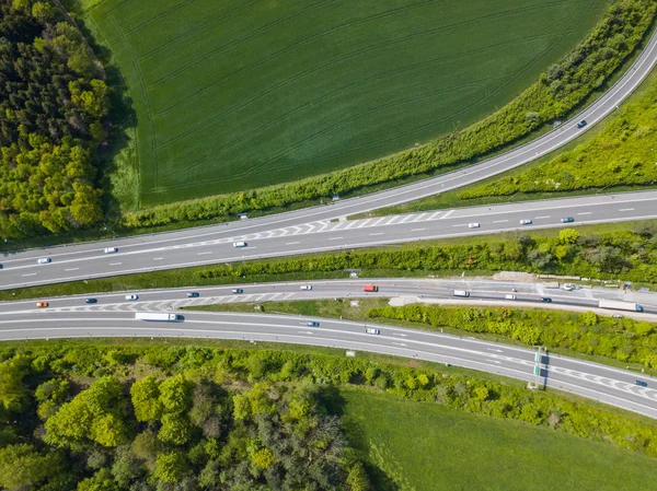 Vue Aérienne Des Routes Dans Forêt Verte Suisse — Photo