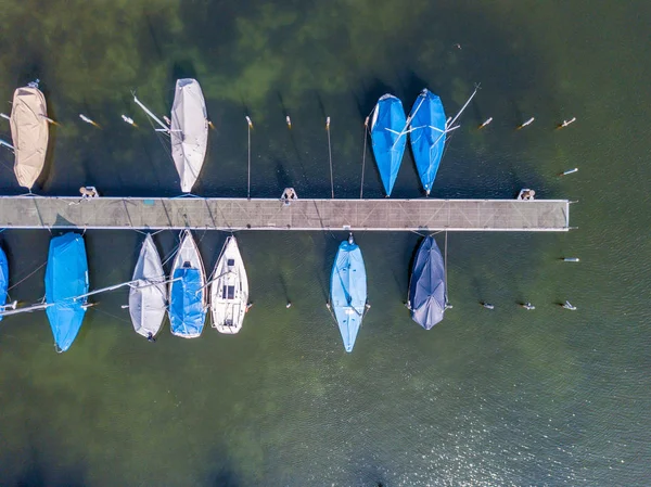 Luftaufnahme Des Yachthafens See Der Schweiz — Stockfoto