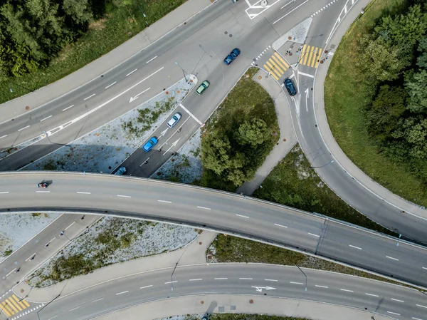 Vue Aérienne Route Reliant Une Autoroute — Photo