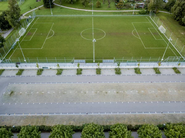 Vedere Aeriană Terenului Gol Fotbal Europa — Fotografie, imagine de stoc