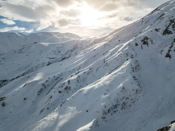 Flygfoto Över Alpin Dal Vintern — Stockfoto