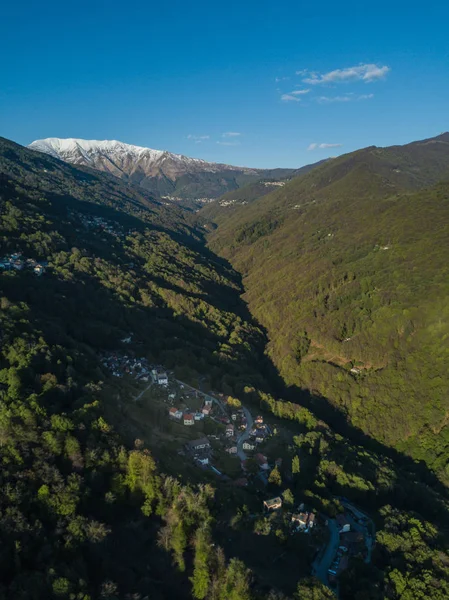 Aerial View Alpine Village Switzerland — Stok fotoğraf
