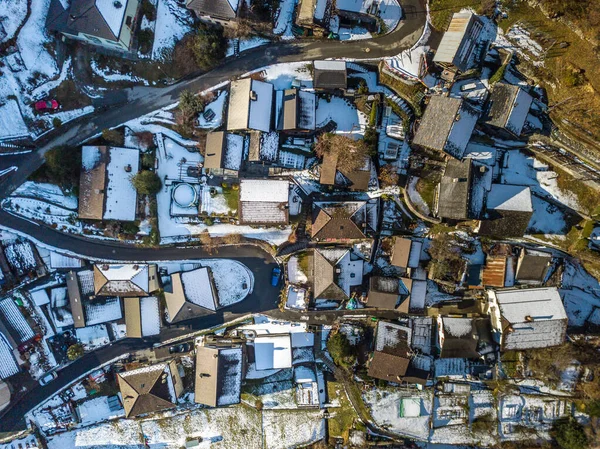 Arial Utsikt Över Byn Schweiziska Bergen Ticino Vintern — Stockfoto