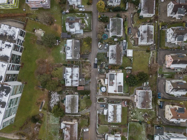 Aerial View Buildings Roofs Streets Traffic Overhead View Town Europe — 스톡 사진