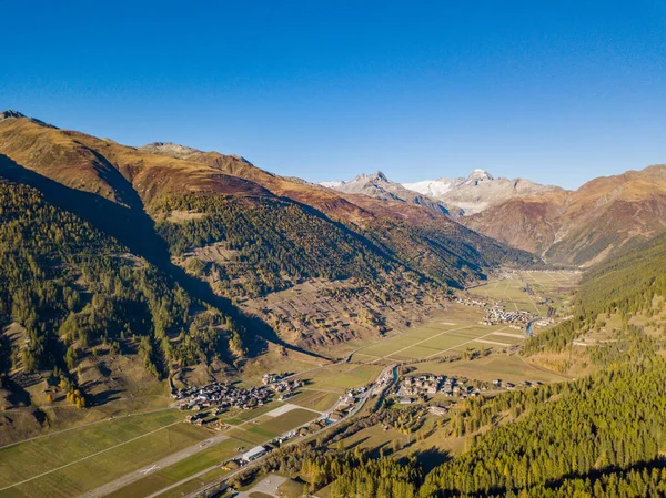 Aerial view of mountain valley in Switzerland in Canton