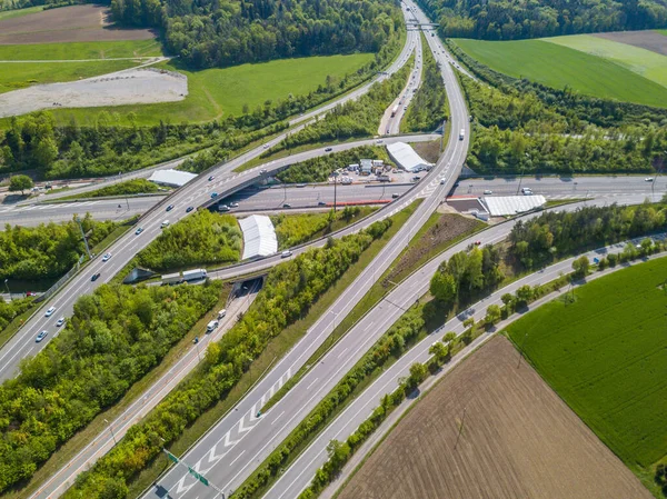 Повітряний Вид Перехрестя Автострад Цюриху Швейцарія — стокове фото