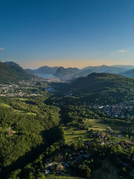 Aerial View Fortified Town Alpine Valley Europe Concept Fortified Town — Stok fotoğraf