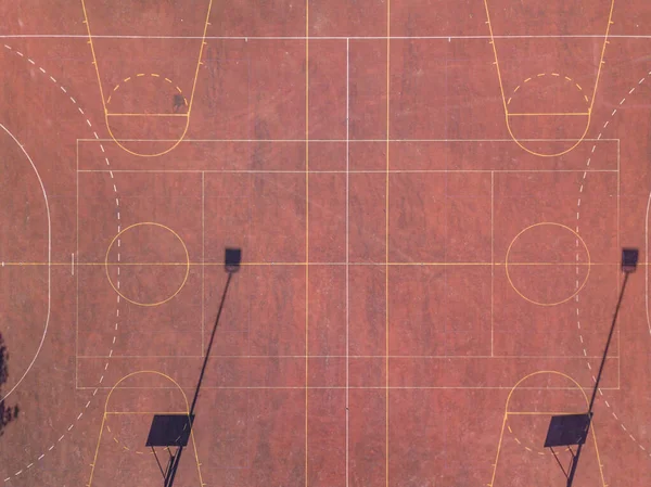 Vista Aérea Campo Futebol Basquete Vermelho — Fotografia de Stock