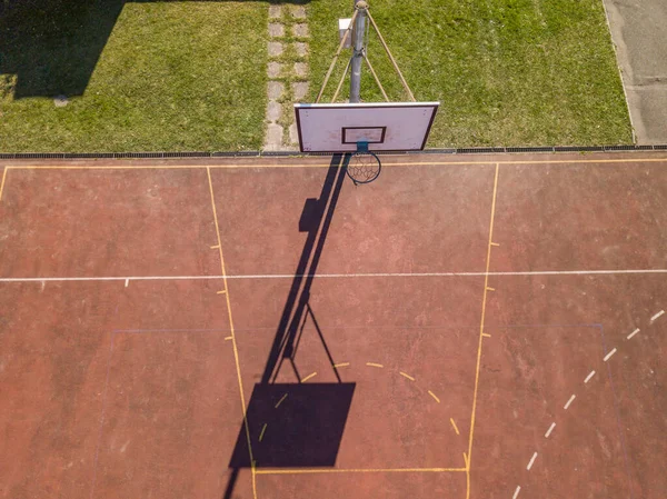 Aerial View Red Football Basketball Field — 스톡 사진