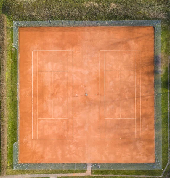 Vista Aérea Una Pista Tenis Vacía Suiza — Foto de Stock