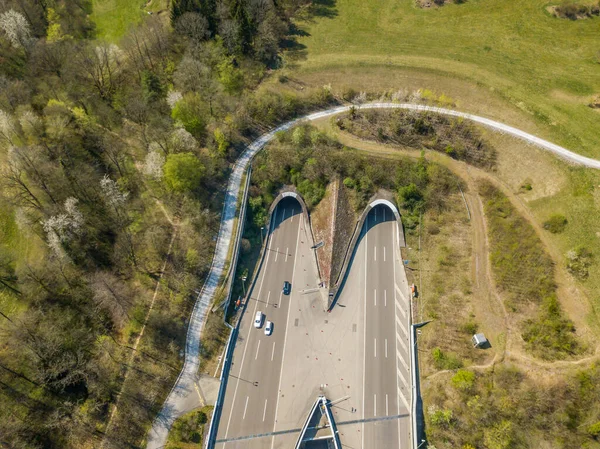 Luftaufnahme Einer Autobahn Der Schweiz Die Nach Zürich Führt Großes — Stockfoto