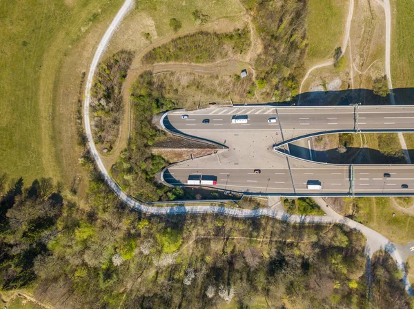 Luftaufnahme Einer Autobahn Der Schweiz Die Nach Zürich Führt Großes — Stockfoto