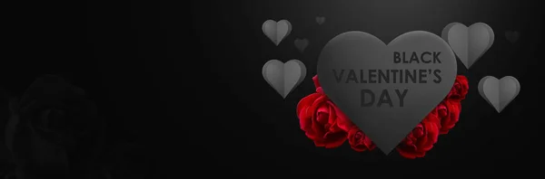 Red Rose Black Background Black Valentines Sale — Stock Photo, Image