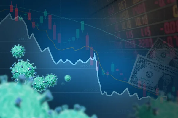 mavi aşağı eğilim para birimi şeması virüsü.