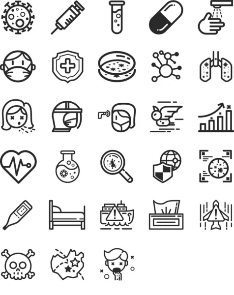 Simge Corona virüsü seti, covid-19 ana hatlarını Web 'e ayarlayın