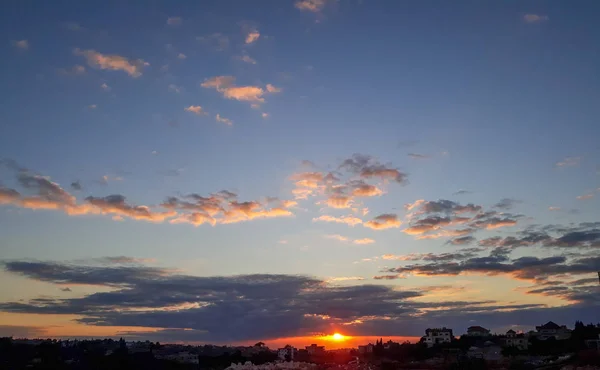 Colores Atardecer Con Cielo Azul — Foto de Stock