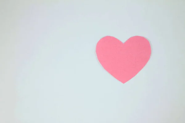 Рожеве Паперове Серце Білому Тлі Копіювати Простір — стокове фото