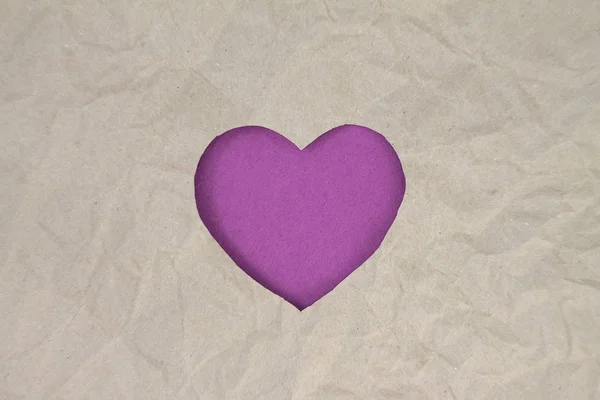 Фіолетовий Слот Формі Серця Ремісничому Папері — стокове фото