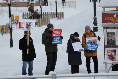 02.02.2020, Syktyvkar, Rusya Cumhurbaşkanı Putin tarafından önerilen Rusya anayasası değişikliklerine karşı bir grev