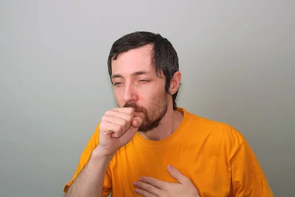 Homme Âge Moyen Avec Une Moustache Barbe Une Brune Shirt — Photo