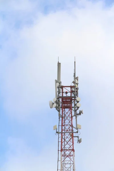 Antenne Réseau Mobile Station Base Sur Mât Structure Métallique Avec — Photo