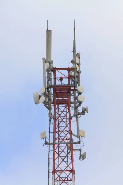 Antenne Réseau Mobile Station Base Sur Mât Structure Métallique Avec — Photo
