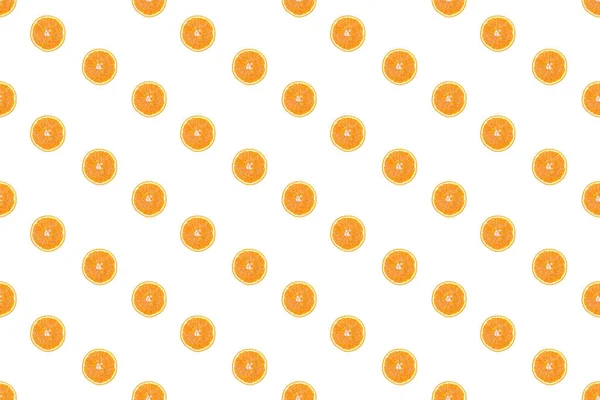 Seamless pattern of isolated slices of orange. Wallpaper for background, design and packaging — Stock Photo, Image