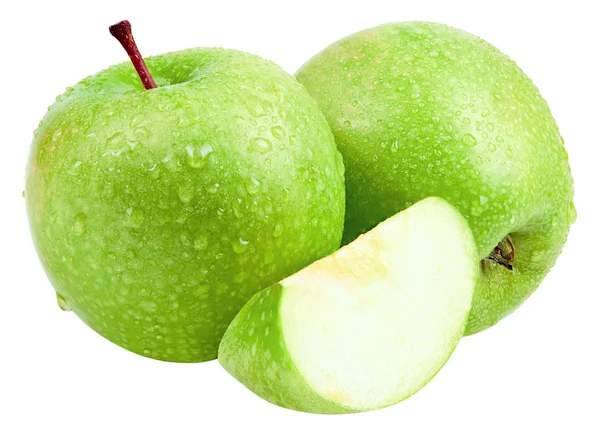 Yeşil Elma beyaz arkaplanda izole edildi