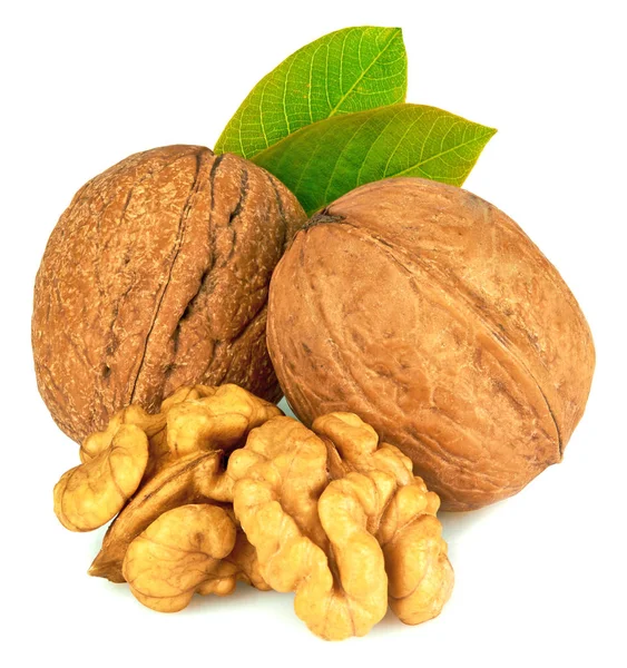 Beyaz arkaplanda izole edilmiş cevizler