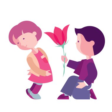 Erkek kız tebrik, Sevgililer Günü için Kart, kız illüstrasyon ile erkek, sevgi ve dostluk