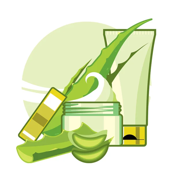 Grädde och tonic för vård med aloe vera, annonser mall — Stock vektor