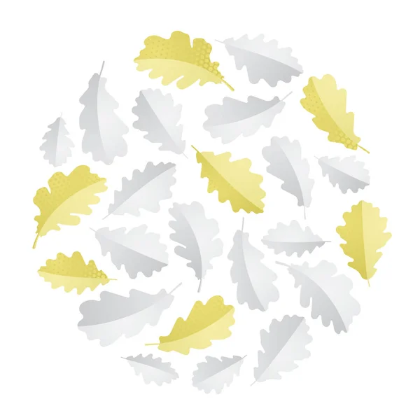 Papper konst oak leaf, cirkel bakgrund, 3d illustration — Stock vektor