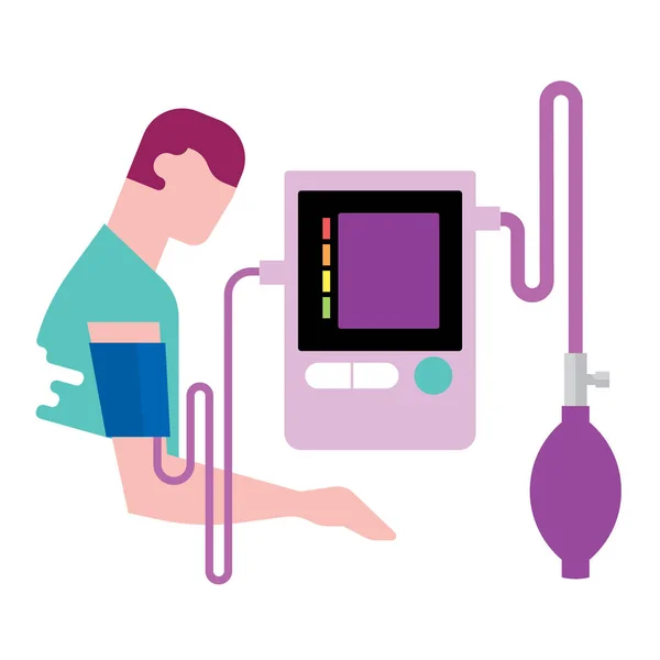 Cuidado de la salud para los hombres con el ritmo y la presión arterial monitorea estufa. Concepto de salud — Archivo Imágenes Vectoriales