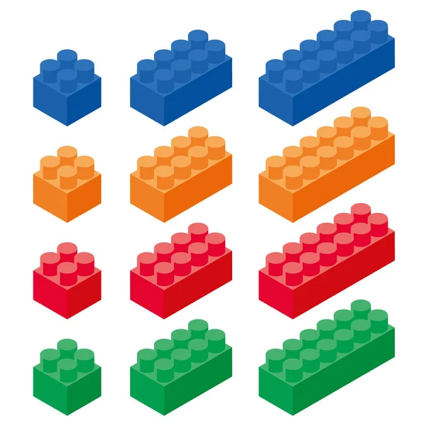 子供建設、3 d のための等尺性色ビルディング ブロック — ストックベクタ