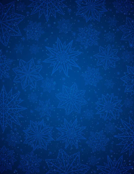 Modré Vánoční pozadí s sněhové vločky a hvězdy, illu vektor — Stockový vektor