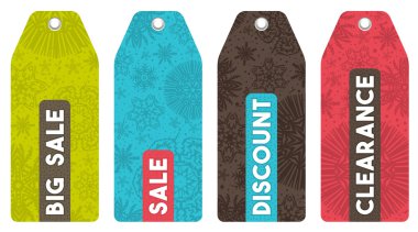 Noel etiketleri ile satış sunuyoruz, vektör çizim