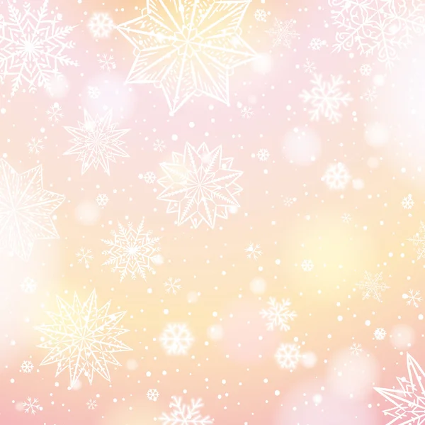 Light pink background with snowflakes and stars, vector — Stock Vector