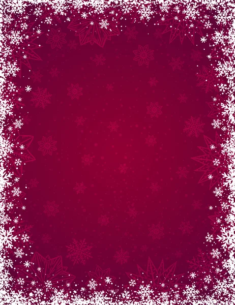 Red christmas background with  frame of snowflakes and stars — Διανυσματικό Αρχείο